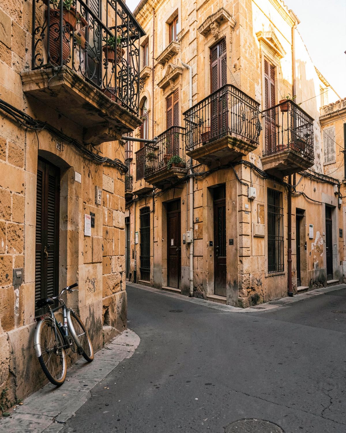 Baroque limestone street in the old town of Marsala