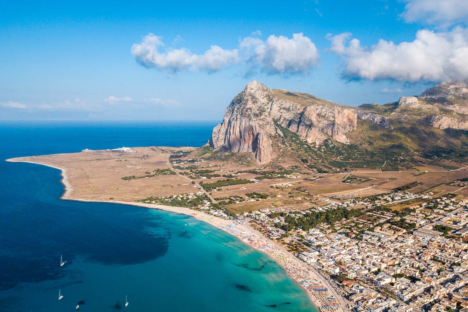San Vito Lo Capo and its sandy beach beneath Monte Monaco